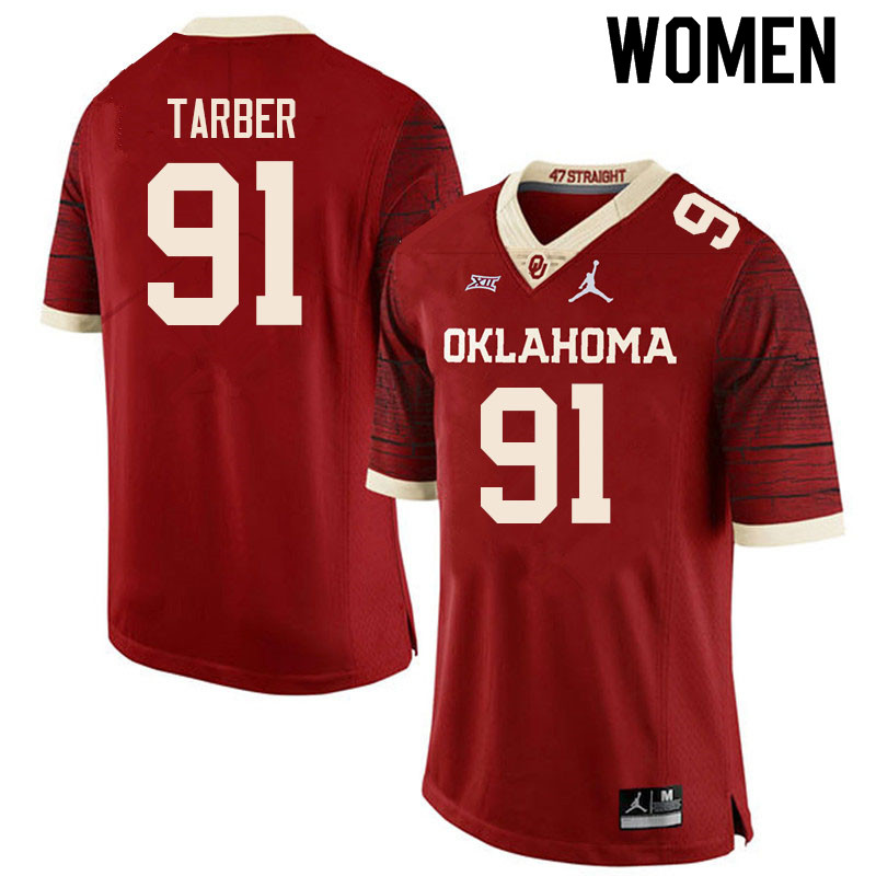 Women #91 Alton Tarber Oklahoma Sooners College Football Jerseys Sale-Retro